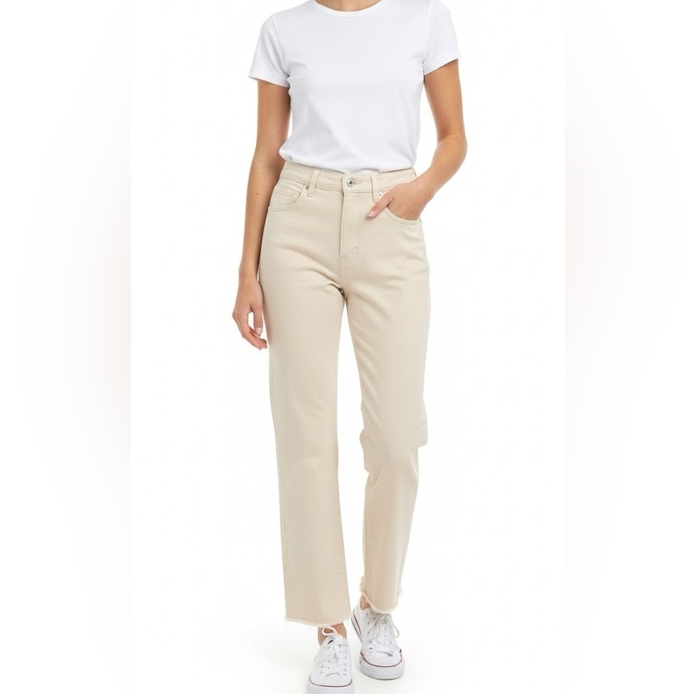WEGO Vintage beige raw cut high waist jeans size medium